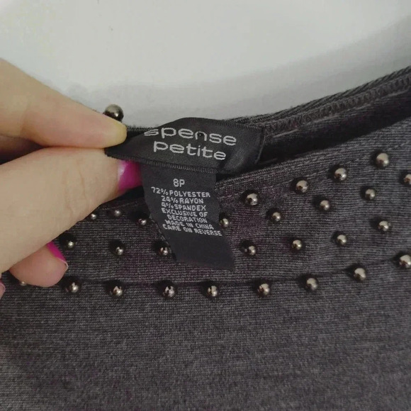 CLEARANCE Spense Minidress Beaded Collar Dress Charcoal Grey 8P - Picture 9 of 11